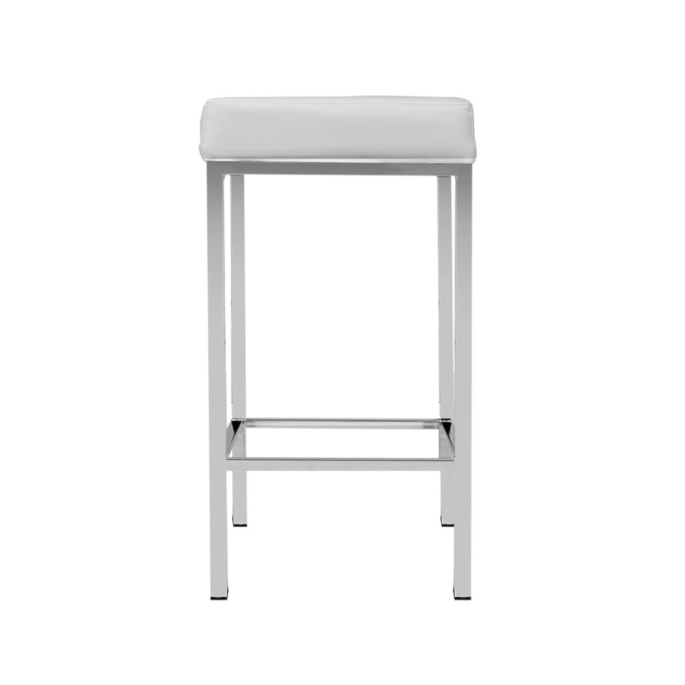 Artiss 2x Bar Stools Leather Padded Metal White - Image 4