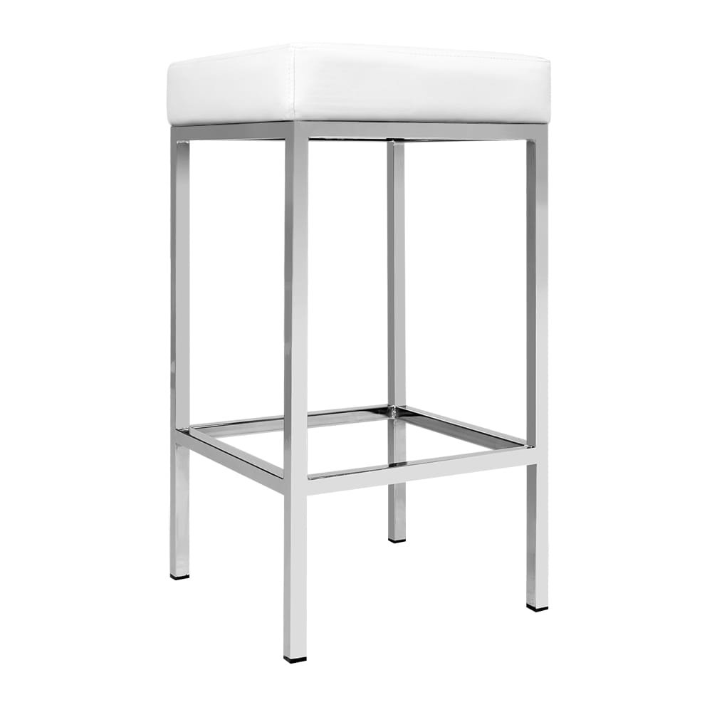 Artiss 2x Bar Stools Leather Padded Metal White - Image 7