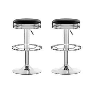 Artiss Set of 2 Backless PU Leather Bar Stools - Black and Chrome
