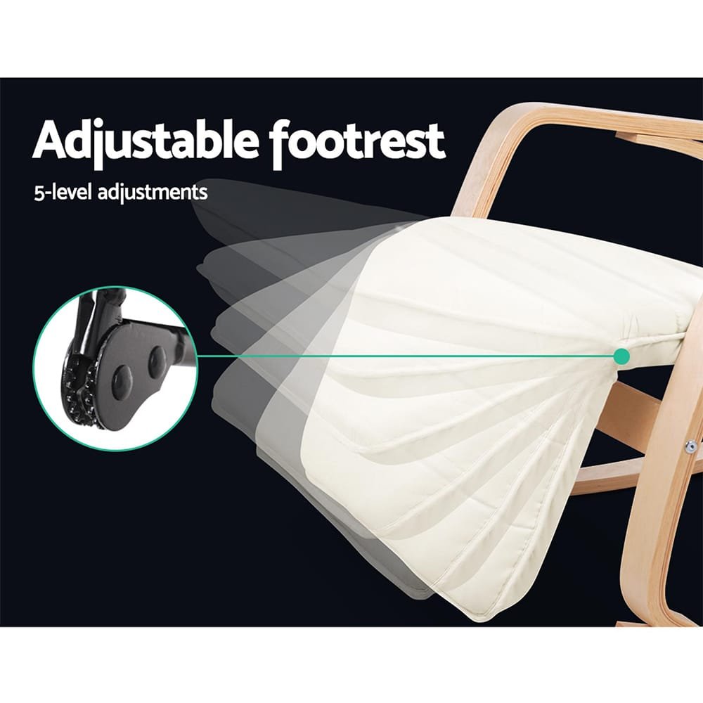 Artiss Rocking Armchair Bentwood Frame With Footrest Beige Afton - Image 6