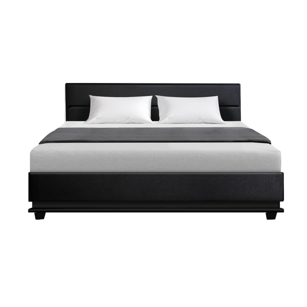 Artiss Bed Frame King Size LED Gas Lift Black LUMI - Image 3
