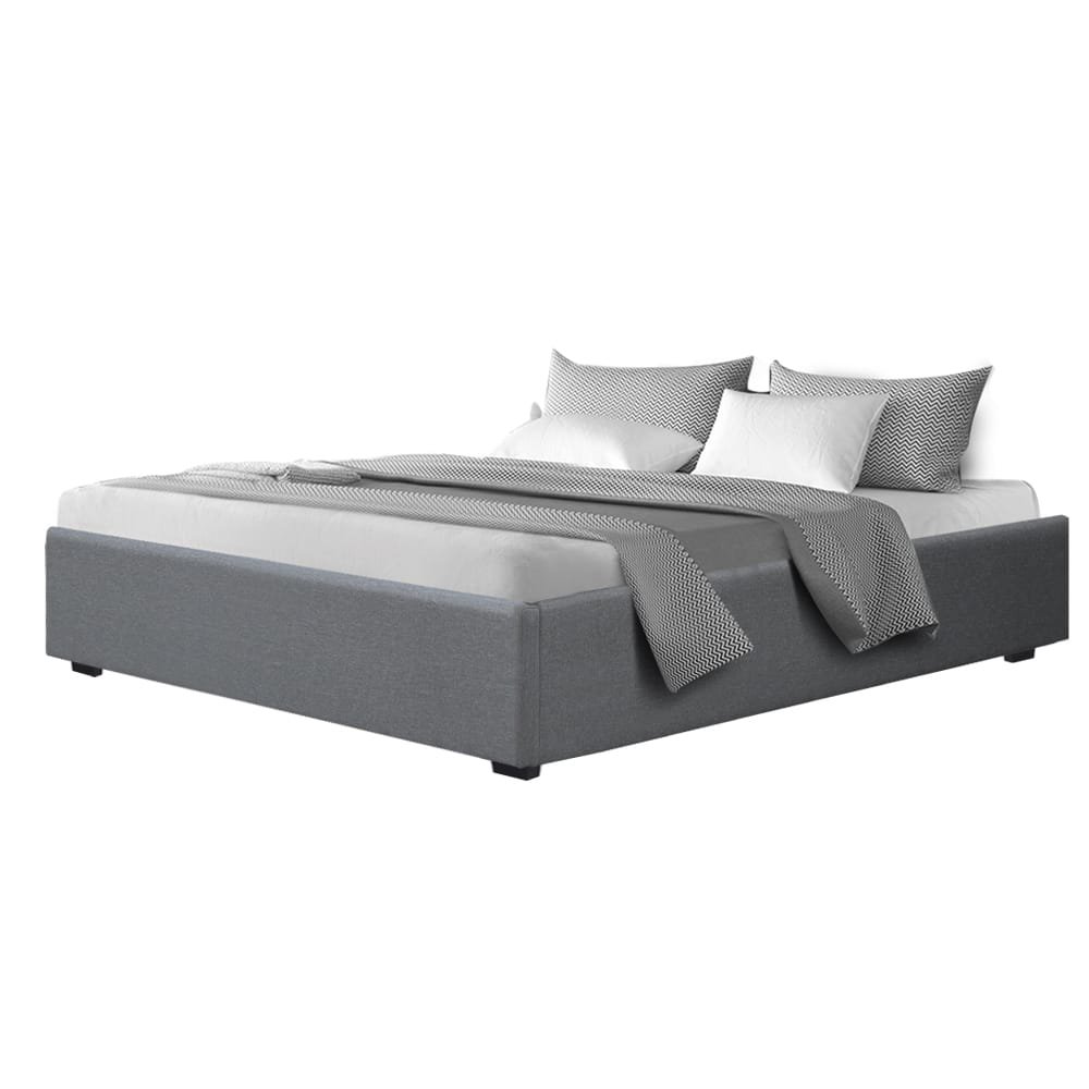 Artiss Bed Frame King Size Gas Lift Base Grey TOKI - Image 3