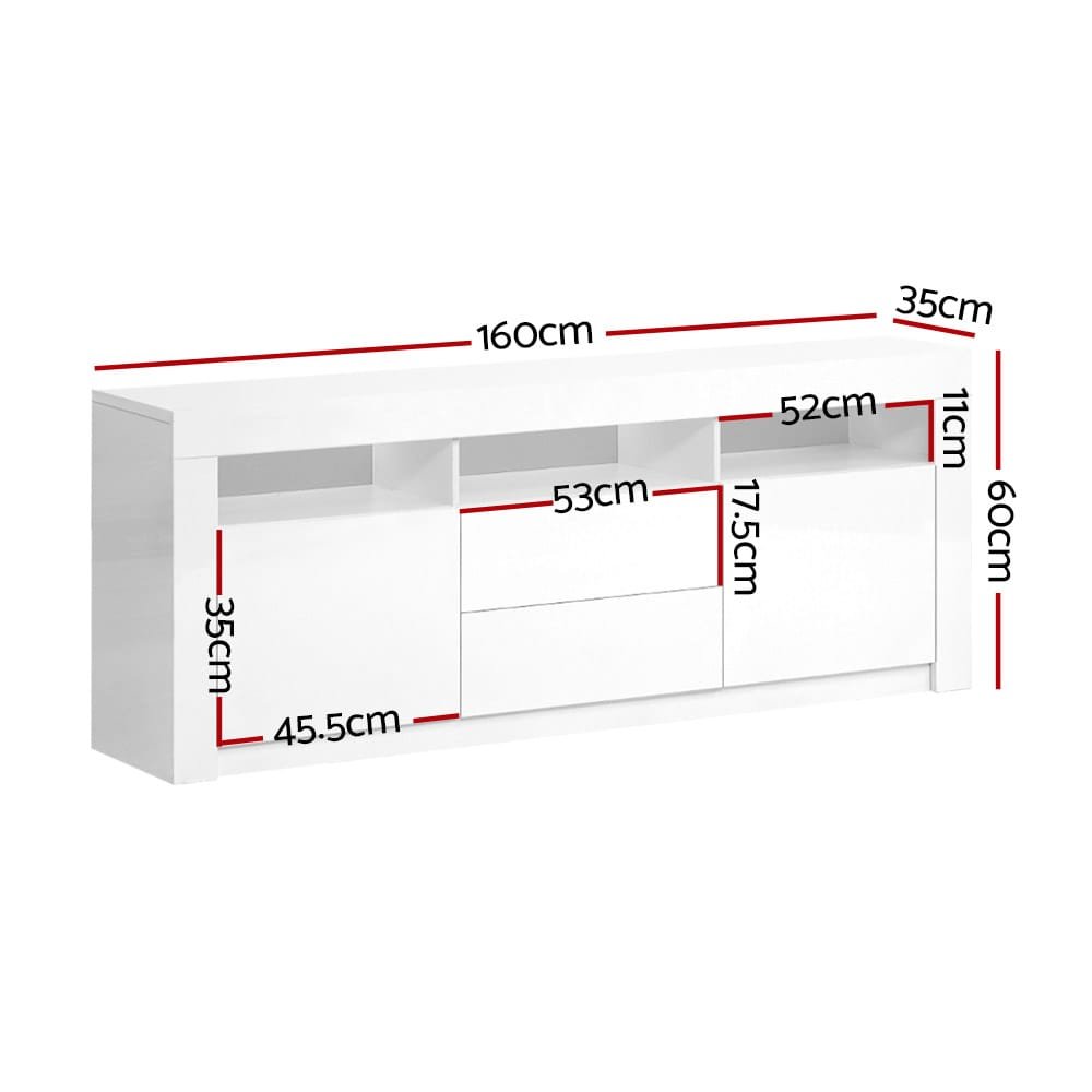 Artiss Entertainment Unit TV Cabinet LED 160cm White Anna - Image 2