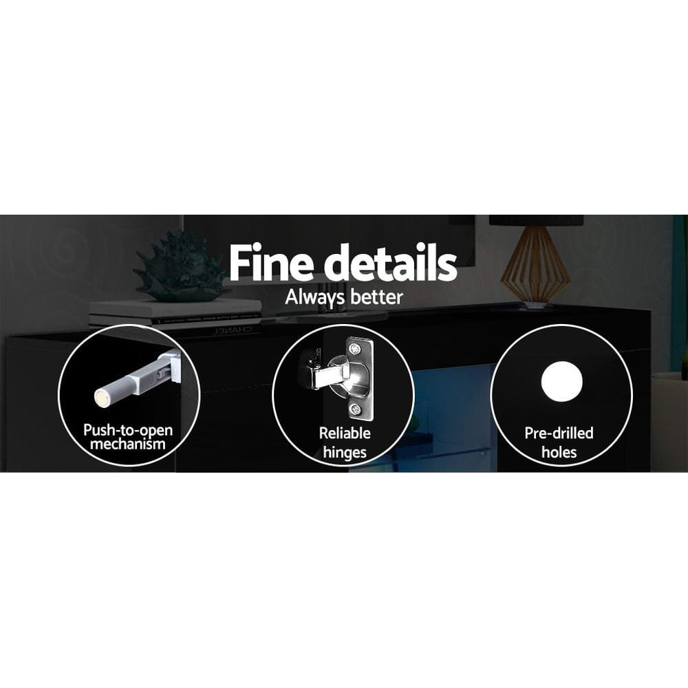 Artiss Entertainment Unit TV Cabinet LED 160cm Black Bobi - Image 6