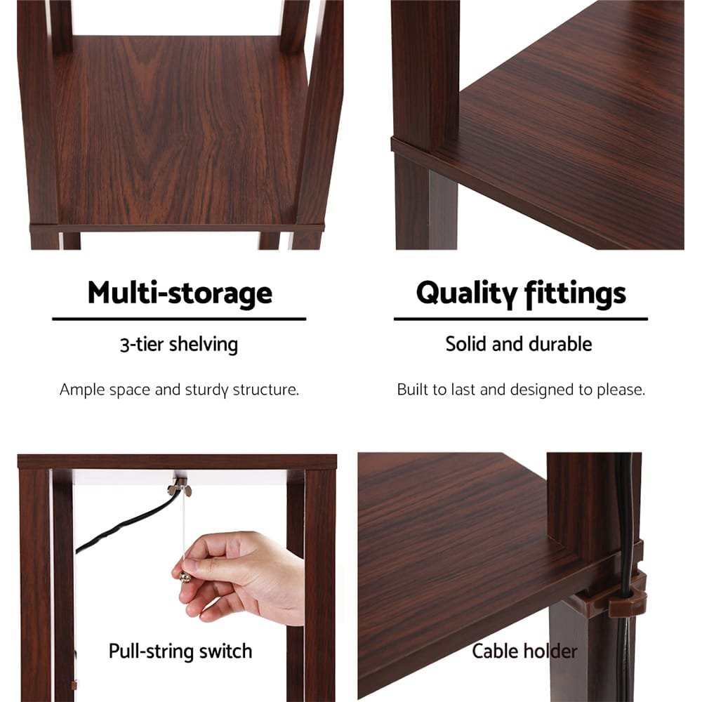 Artiss Floor Lamp 3 Tier Shelf Storage LED Light Stand Home Room Vintage White - Image 6