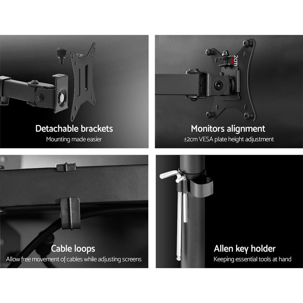 Artiss Monitor Arm Mount Dual 32 Black" - Image 6