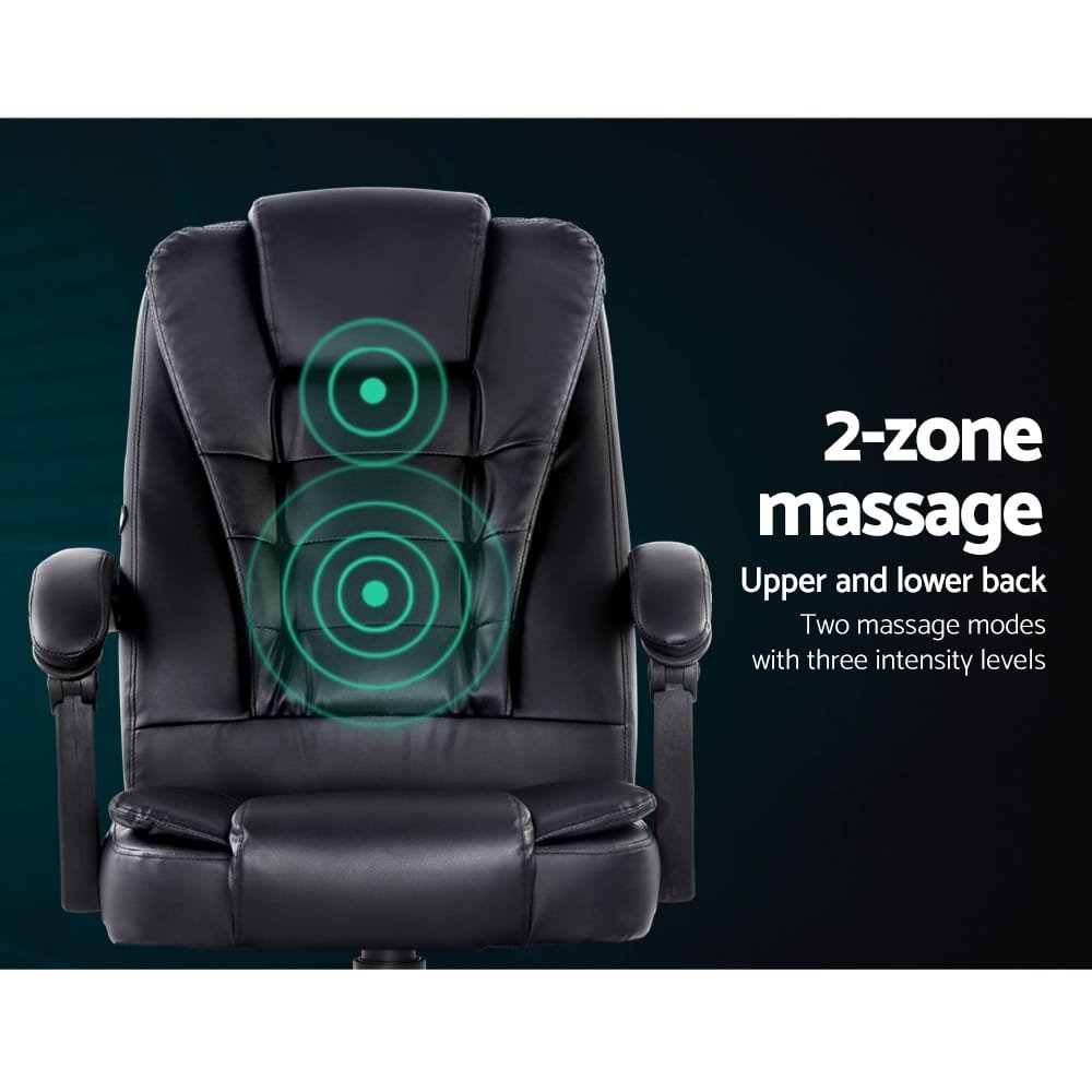 Artiss 2 Point Massage Office Chair PU Leather Black - Image 4
