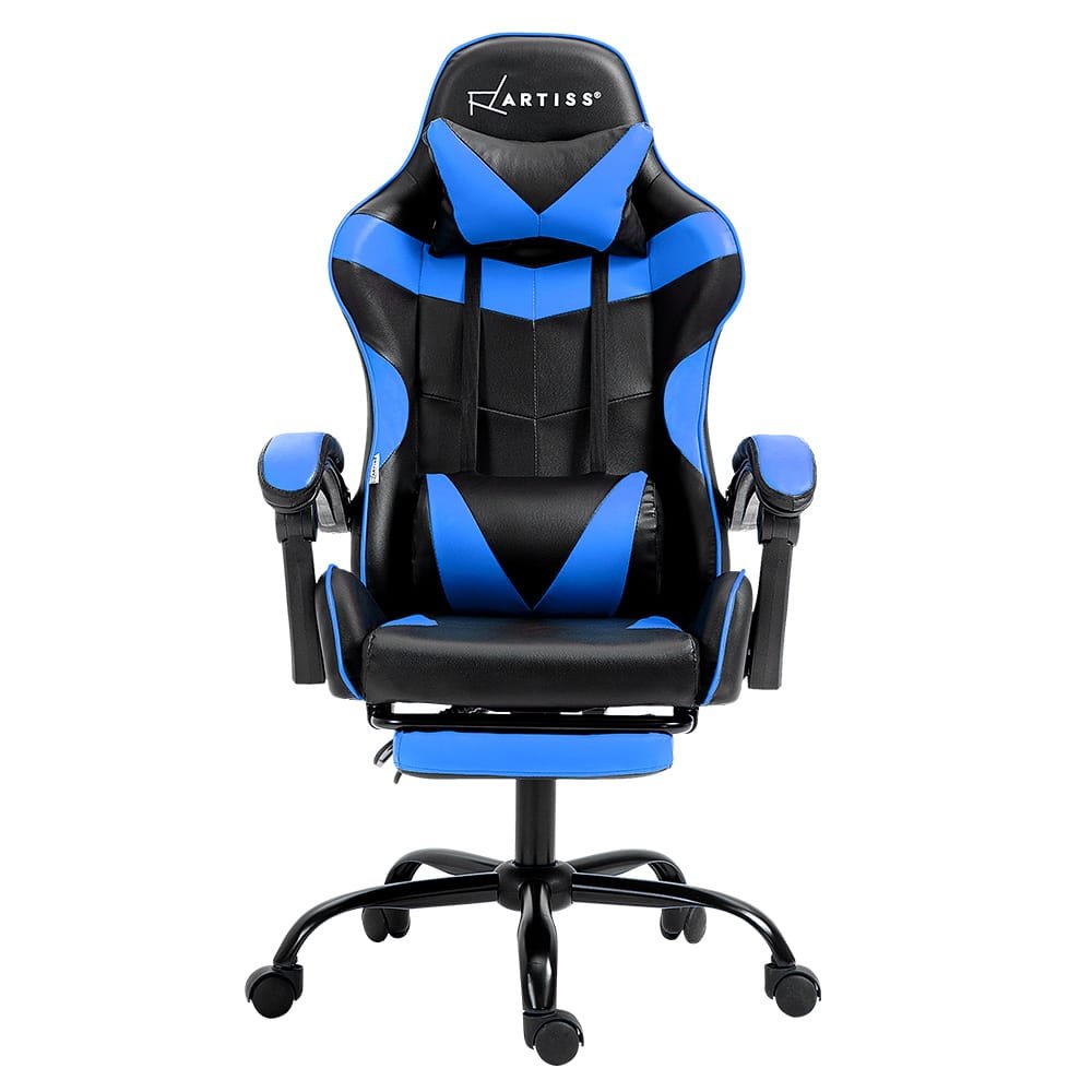 Artiss Gaming Office Chair Recliner Footrest Blue - Image 3