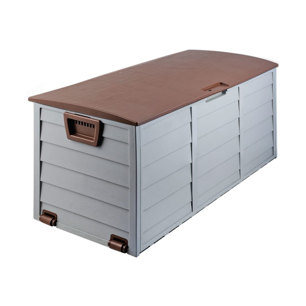 Gardeon Outdoor Storage Box 290L Lockable Organiser Garden Deck Shed Tool Brown - Image 4