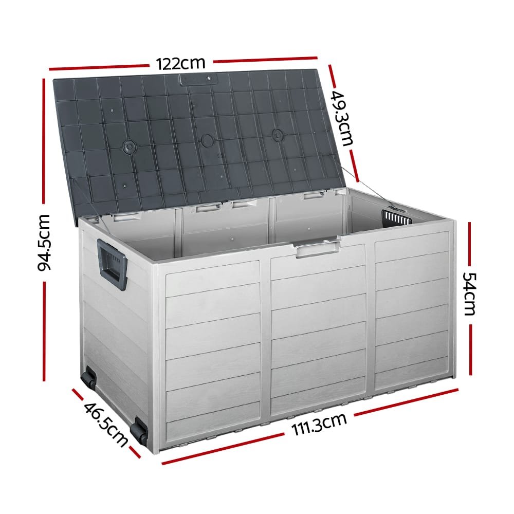Gardeon Outdoor Storage Box 290L Lockable Organiser Garden Deck Shed Tool Grey - Image 2