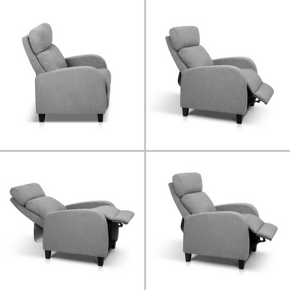 Artiss Fabric Reclining Armchair - Grey - Image 5