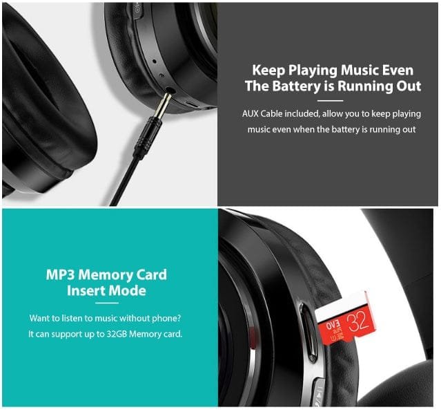 Bluetooth 5.0 Wireless Earphones Foldable Headset Stereo Headphones (Black) - Image 9