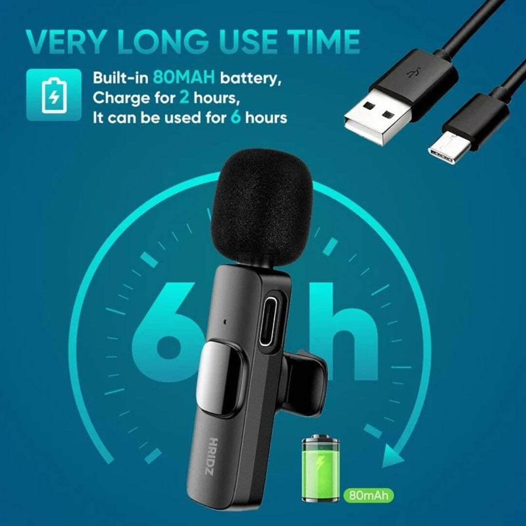 Hridz K9 Wireless Rechargeable 1 in 1 Type-C Microphone For Podcast Recording Interview - Image 3