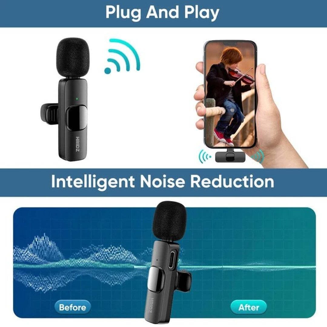 Hridz K9 Wireless Rechargeable 1 in 1 Type-C Microphone For Podcast Recording Interview - Image 4