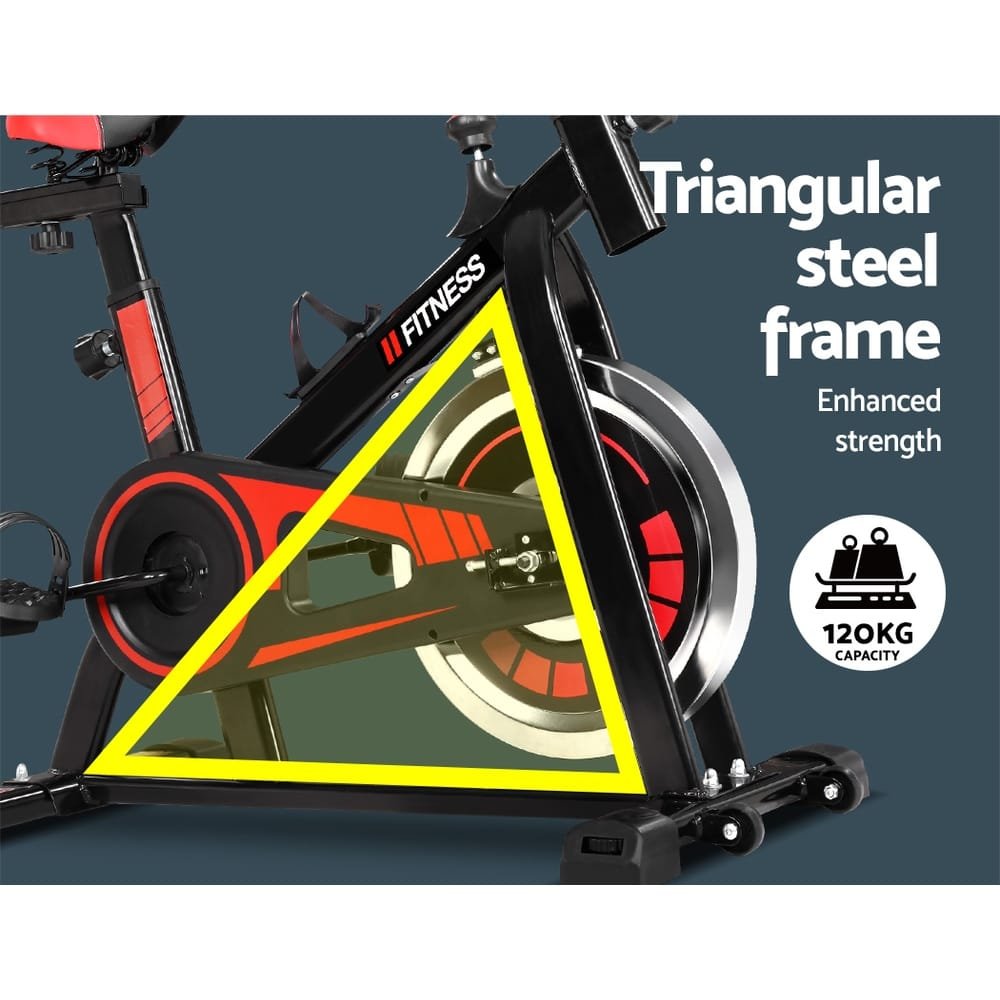 Everfit Spin Bike Exercise Bike Flywheel Cycling Home Gym Fitness 120kg - Image 4