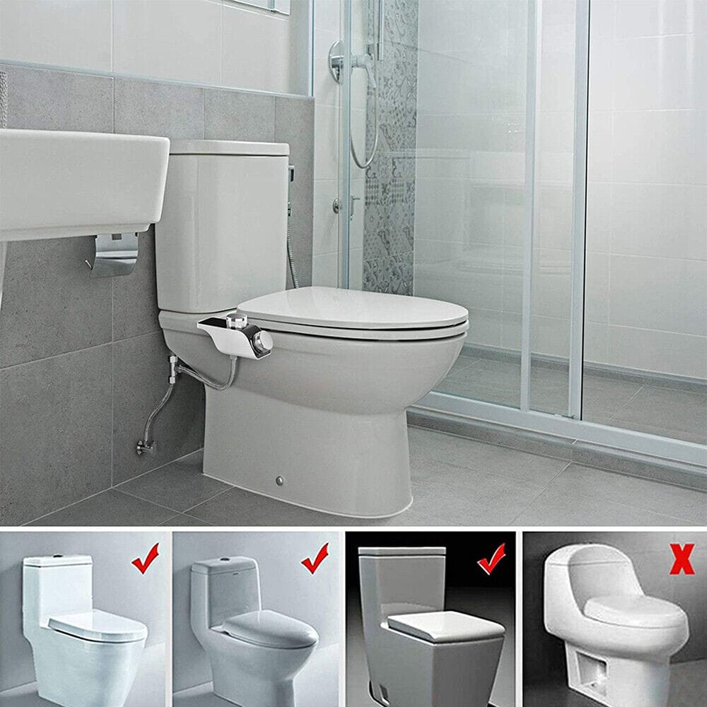 Toilet Bidet Seat Dual Nozzles Bidet Non Electric Toilet Water Sprayer Bathroom - Image 3