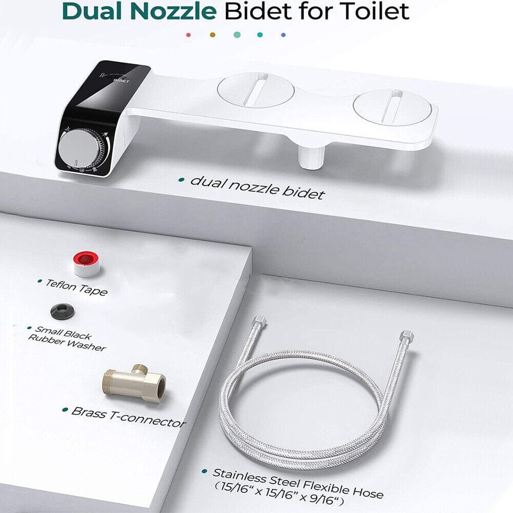 Toilet Bidet Seat Dual Nozzles Bidet Non Electric Toilet Water Sprayer Bathroom - Image 4