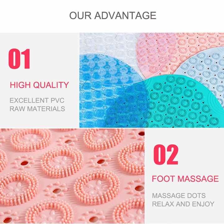 Pink Non-Slip Round Shower Foot Scrubber Mat - Soft Silicone Massage Pad for Foot Cleaning - Image 5